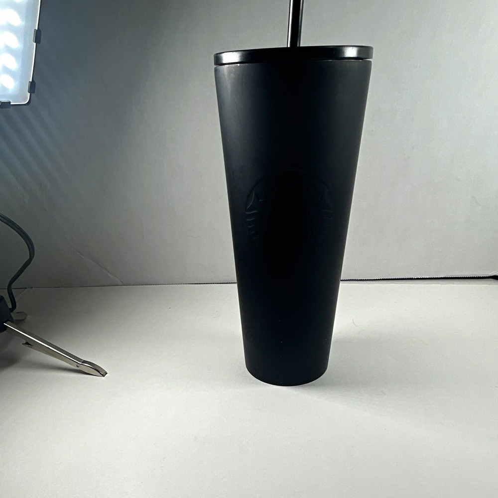 Starbucks Black Tumbler Cup With Lid & Straw Coffee 2022